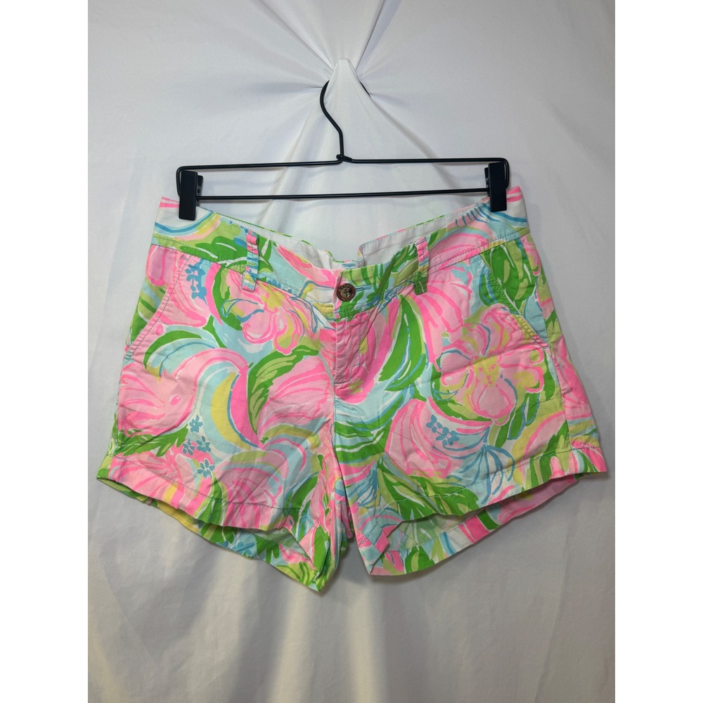 Lilly Pulitzer The Callahan Short Women 12 Pink Green Floral Excellent Preppy
